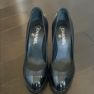CHANEL Black Patent Leather Heels